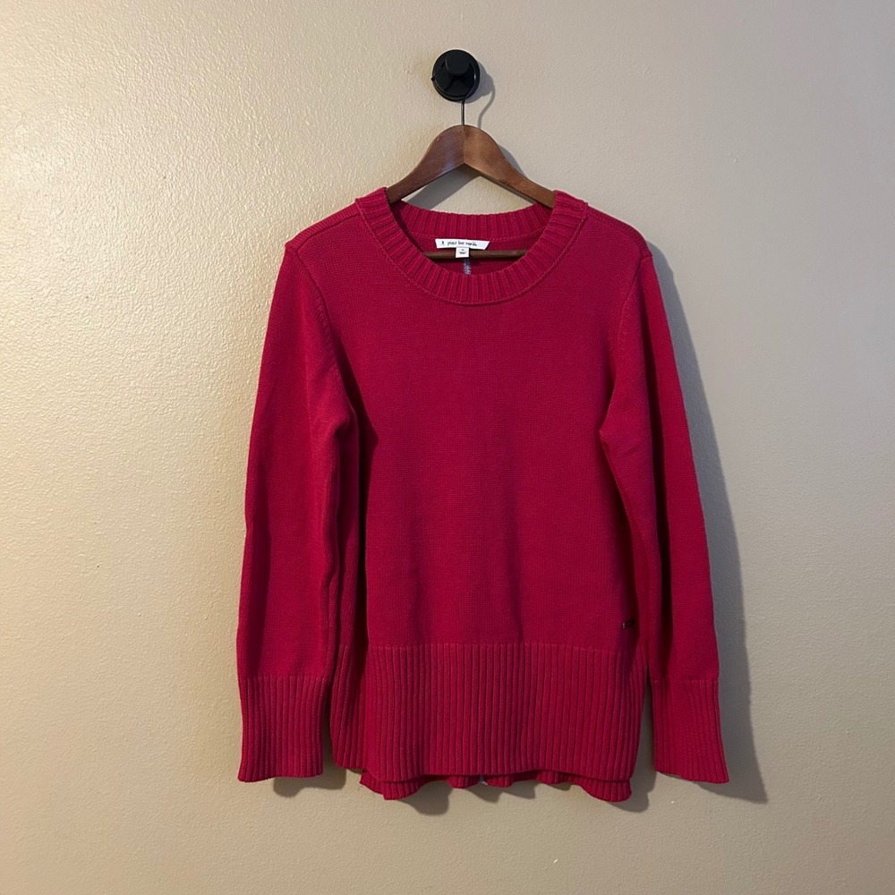 Oversized Comfy Peace Love World Medium Hot Pink Sweater 100% Cotton